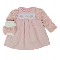 H13546: Baby Girls Hedgehog Print Top, Cord Pinafore Dress & Headband Outfit (0-9 Months)